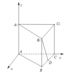 是棱的中点, 设三棱柱是棱长为的正三棱柱, 以为原点,在平面中,过作的